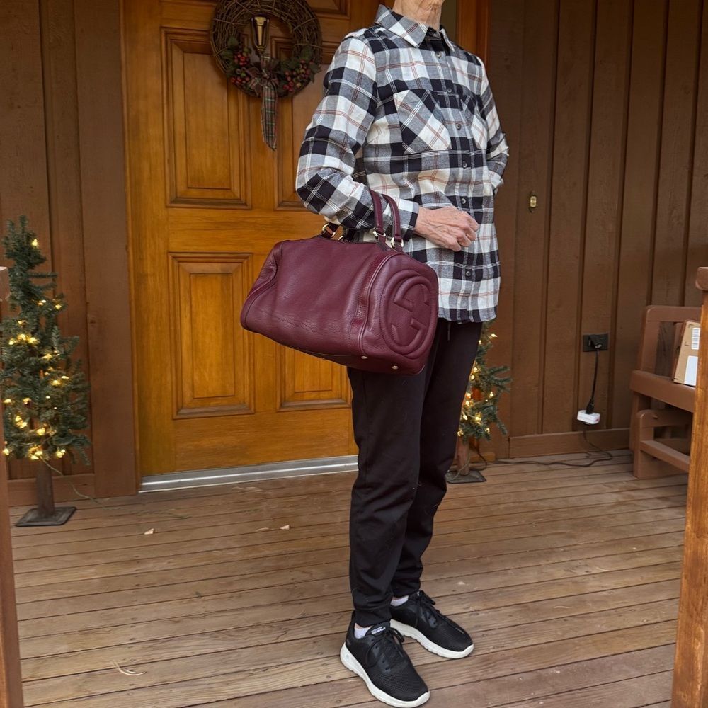 Gucci SoHo Plum Leather Bowler Boston Doctor Bag Interlocking GG Satchel Ex++ - Picture 16 of 16